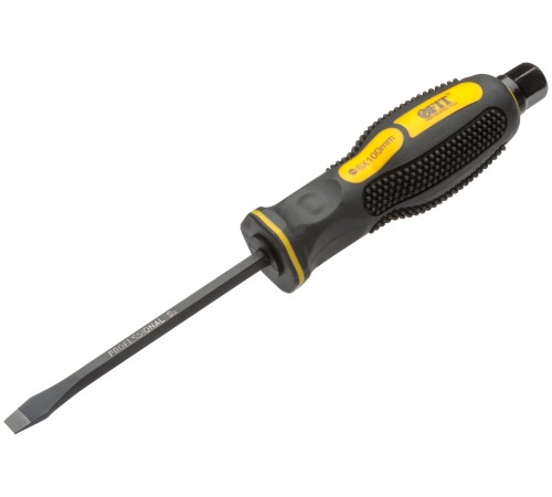 Отверткa ударная, сталь S2, шестигран.жало, боек под ключ, прорезиненная ручка, Профи  6х100 мм SL FIT IT Отверткa ударная, сталь S2, шестигран.жало, боек под ключ, прорезиненная ручка, Профи  6х100 мм SL FIT IT