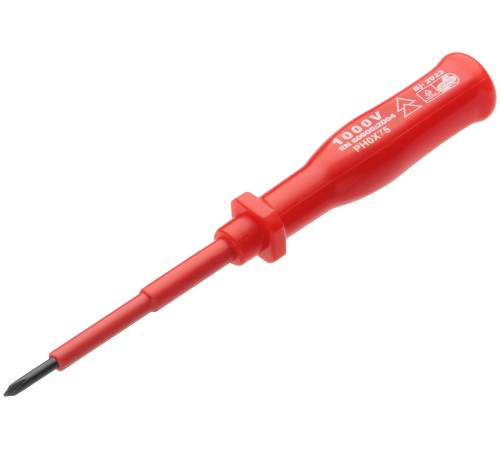 Отвертка изолированная 1000 В, CrV сталь, пластиковая ручка  РН0 х 75 мм FIT IT Отвертка изолированная 1000 В, CrV сталь, пластиковая ручка  РН0 х 75 мм FIT IT