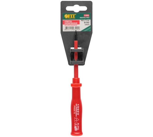 Отвертка изолированная 1000 В, CrV сталь, пластиковая ручка  РН0 х 75 мм FIT IT Отвертка изолированная 1000 В, CrV сталь, пластиковая ручка  РН0 х 75 мм FIT IT