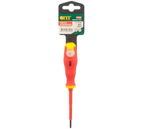Отвертка изолированная 1000 В, CrV сталь, прорезиненная ручка  3х75 мм SL FIT IT Отвертка изолированная 1000 В, CrV сталь, прорезиненная ручка  3х75 мм SL FIT IT