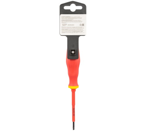 Отвертка изолированная 1000 В, CrV сталь, прорезиненная ручка  3х75 мм SL FIT IT Отвертка изолированная 1000 В, CrV сталь, прорезиненная ручка  3х75 мм SL FIT IT