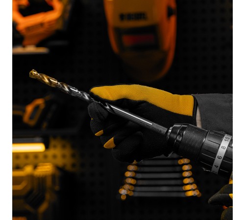 Сверло спиральное по металлу 11 х 195 мм, Р6М5, Golden Tip, удлиненное Denzel