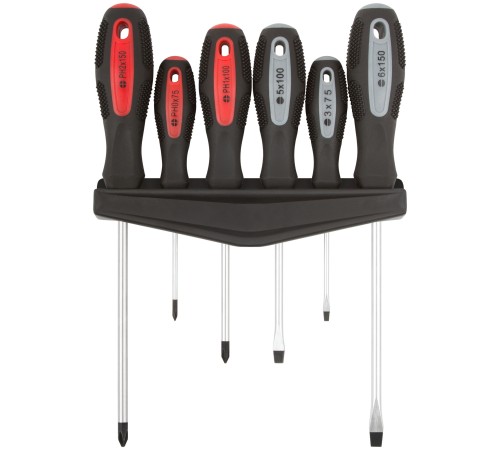 Отвертки "Мастер", CrV сталь, прорезиненные ручки, магнитный наконечник, на держателе, набор 6 шт. КУРС Отвертки "Мастер", CrV сталь, прорезиненные ручки, магнитный наконечник, на держателе, набор 6 шт. КУРС