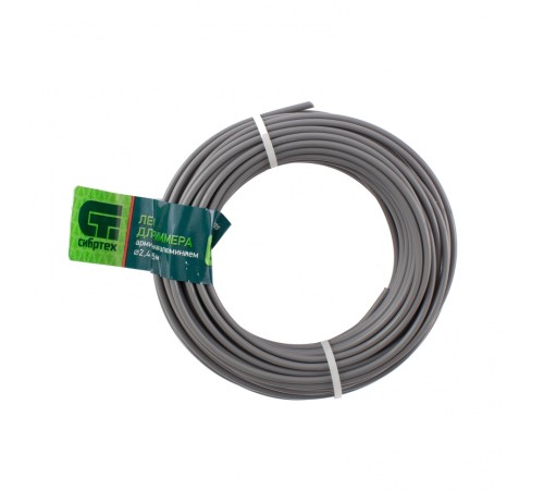 Леска для триммера круглая, армированная алюминием, 2.4 мм х 15 м, Сибртех