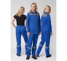 Костюм женский Весна-1 СОП CH (тк.Смесовая,210) брюки, васильковый/серый