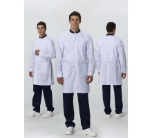 Халат мужской Симпл-001 (тк.Смесовая,120) MedLine, белый/т.синий Халат мужской Симпл-001 (тк.Смесовая,120) MedLine, белый/т.синий