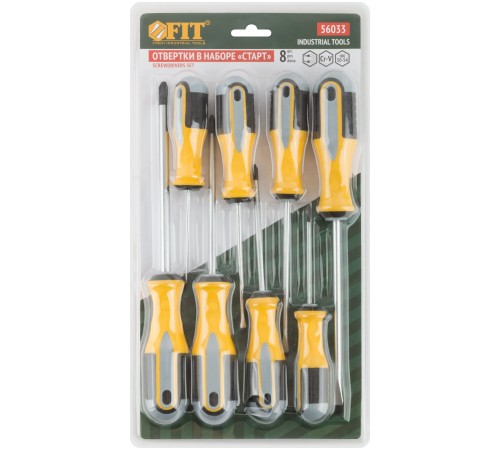 Отвертки "Старт", CrV сталь, прорезиненные ручки, блистер, набор 8 шт. FIT IT