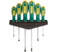 Отвертки "Контур", CrV сталь, прорезиненные ручки, на держателе, набор 6 шт. FIT IT