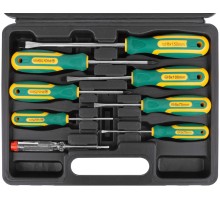 Отвертки "Контур", CrV сталь, прорезиненные ручки, пластиковый кейс, набор 8 шт. FIT IT