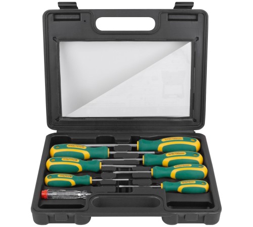 Отвертки "Контур", CrV сталь, прорезиненные ручки, пластиковый кейс, набор 8 шт. FIT IT