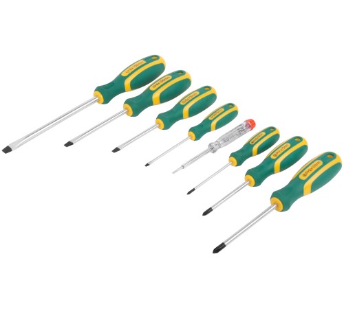 Отвертки "Контур", CrV сталь, прорезиненные ручки, пластиковый кейс, набор 8 шт. FIT IT