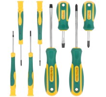 Отвертки "Контур", CrV сталь, прорезиненные ручки, 4 шт. + отвертки для точных работ 4 шт., блистер, набор 8 шт. FIT IT