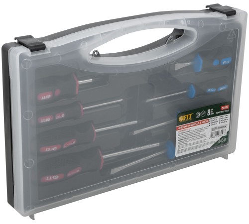 Отвертки "Универсал", CrV сталь, прорезиненные ручки, пластиковый кейс, набор 8 шт. FIT IT Отвертки "Универсал", CrV сталь, прорезиненные ручки, пластиковый кейс, набор 8 шт. FIT IT