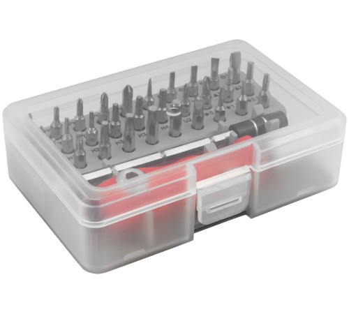 Отвертка с битами для точных работ, 30 CrV бит, удлинитель, пластиковый бокс КУРС