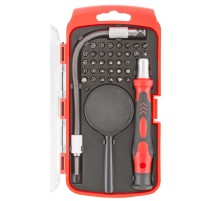 Отвертка с битами для точных работ, 33 CrV биты, гибкий переходник 175 мм, лупа, пластиковый бокс КУРС