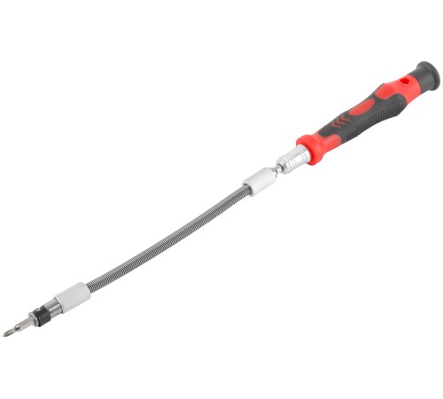 Отвертка с битами для точных работ, 33 CrV биты, гибкий переходник 175 мм, лупа, пластиковый бокс КУРС