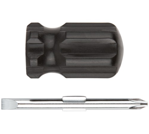 Отвертка с переставным жалом "коротыш", CrV сталь, черная пластиковая ручка 6x40 мм PH2/SL6 КУРС