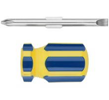 Отвертка с переставным жалом "коротыш", CrV сталь, сине-желтая пластиковая ручка 6х32 мм PH2/SL6 FIT IT