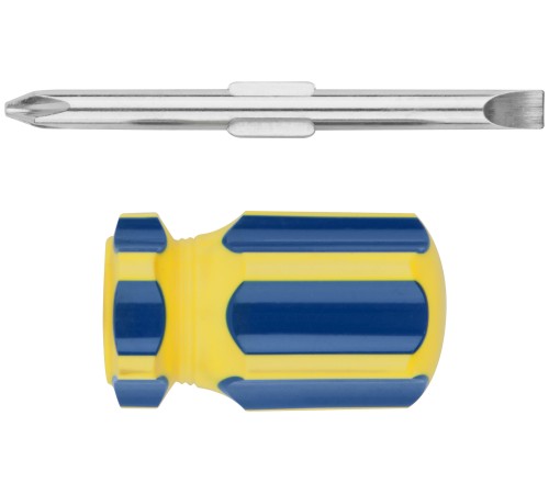 Отвертка с переставным жалом "коротыш", CrV сталь, сине-желтая пластиковая ручка 6х32 мм PH2/SL6 FIT IT