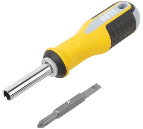 Отвертка с переставным жалом "Старт", CrV сталь, 6-в-1, стежень 115 мм, прорезиненная ручка FIT IT