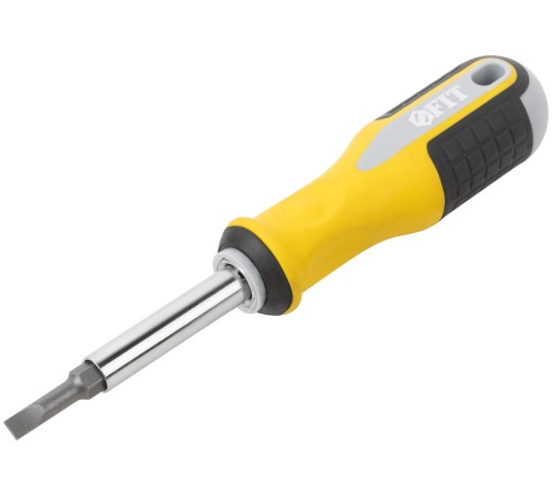 Отвертка с переставным жалом "Старт", CrV сталь, 6-в-1, стежень 115 мм, прорезиненная ручка FIT IT