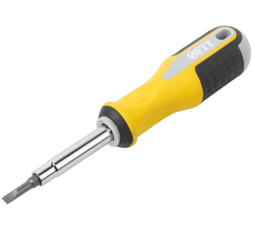 Отвертка с переставным жалом "Старт", CrV сталь, 6-в-1, стежень 115 мм, прорезиненная ручка FIT IT