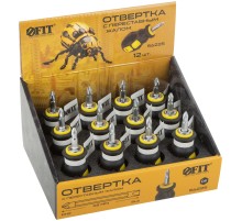 Отвертка c переставным жалом "коротыш", CrV сталь, прорезиненная ручка 6х25 мм PH2/SL6, шоу-бокс FIT IT