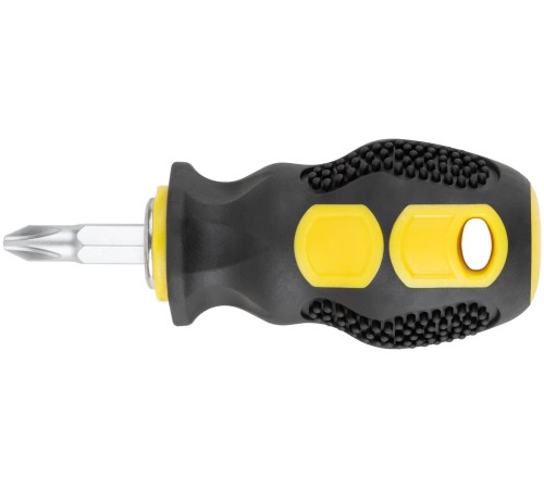 Отвертка c переставным жалом "коротыш", CrV сталь, прорезиненная ручка 6х25 мм PH2/SL6, шоу-бокс FIT IT