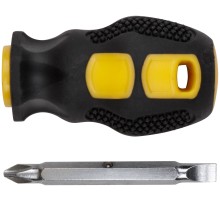 Отвертка c переставным жалом "коротыш", CrV сталь, прорезиненная ручка 6х30 мм PH2/SL6 FIT IT