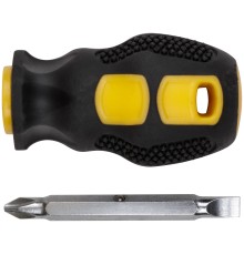 Отвертка c переставным жалом "коротыш", CrV сталь, прорезиненная ручка 6х30 мм PH2/SL6 FIT IT