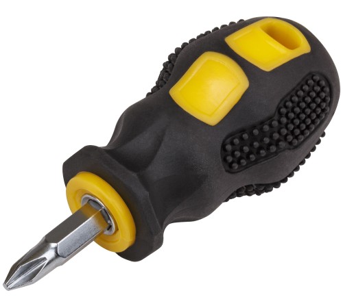 Отвертка c переставным жалом "коротыш", CrV сталь, прорезиненная ручка 6х30 мм PH2/SL6 FIT IT