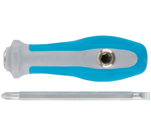 Отвертка с переставным жалом комбинированная, прямая и Т-обр., прорезиненная ручка, 6х120 мм PH2/SL6 MOS