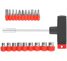 Отвертка Т-образная, 10 CrV бит и 9 головок КУРС