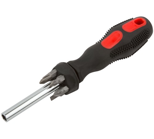 Отвертка 6 CrV бит, прорезиненная ручка с антискользящим покрытием КУРС Отвертка 6 CrV бит, прорезиненная ручка с антискользящим покрытием КУРС