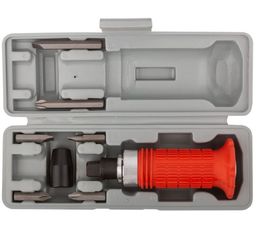Отвертка ударная, 6 CrV специальных бит, резиновая ручка, пластиковый кейс FIT IT