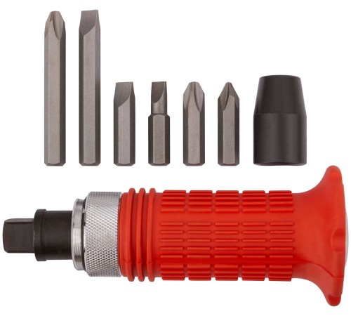 Отвертка ударная, 6 CrV специальных бит, резиновая ручка, пластиковый кейс FIT IT