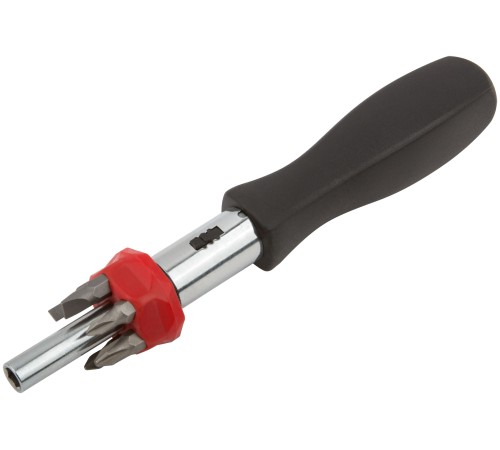 Отвертка реверсивная, 6 CrV бит, пластиковая ручка КУРС