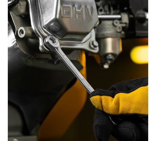 Набор ключей комбинированных трещоточных 6-17 мм, 6 шт., CrV, матовый хром Denzel