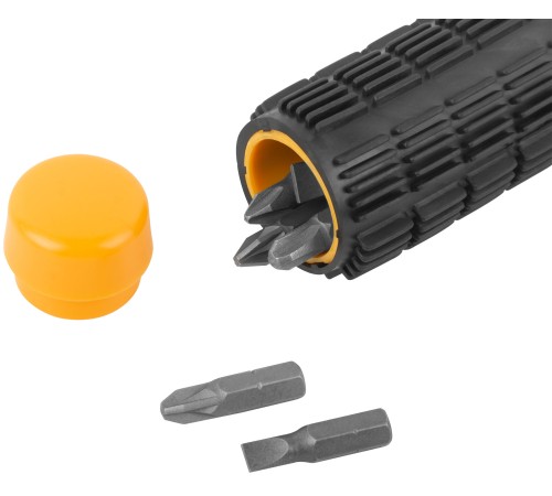 Отвертка реверсивная, 6 CrV бит, желтая ручка с антискользящей накладкой FIT DIY Отвертка реверсивная, 6 CrV бит, желтая ручка с антискользящей накладкой FIT DIY