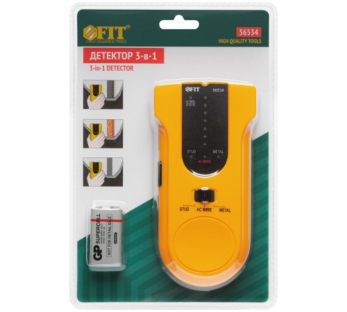 Детектор напряжения, деревянных и металлических балок (3 в 1) Профи FIT HQ Детектор напряжения, деревянных и металлических балок (3 в 1) Профи FIT HQ