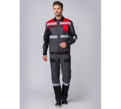 Костюм Виват-2 AR (тк.Смесовая,240) п/к, серый/черный/красный