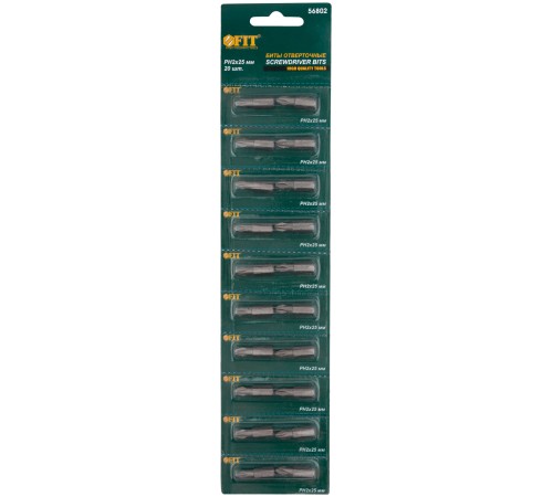 Биты сталь S2, упаковка блистер, односторонние 25 мм РН2, 20 шт. FIT IT Биты сталь S2, упаковка блистер, односторонние 25 мм РН2, 20 шт. FIT IT
