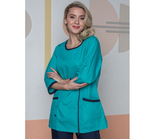Женский костюм Вояж (ткань ТиСи), светло бирюзовый/темно синий