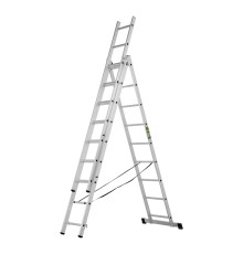 Лестница, 3 х 9 ступеней, алюминиевая, трехсекционная, Сибртех