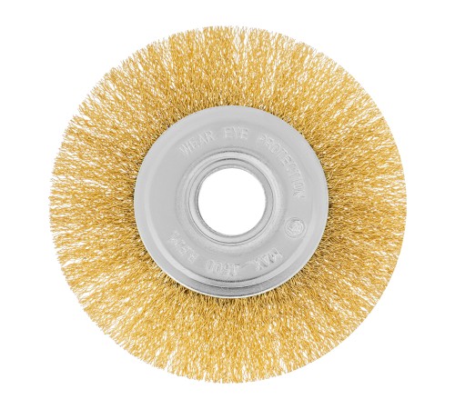Щетка для УШМ, 125 мм, посадка 22.2 мм, плоская, латунированная витая проволока Matrix