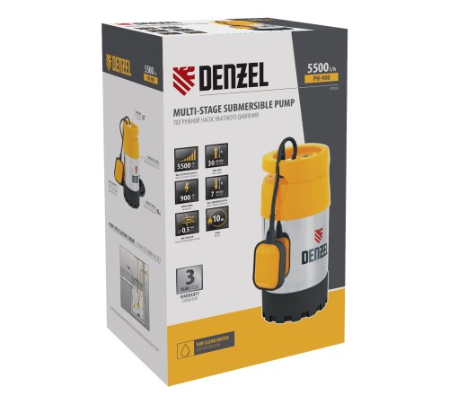 Погружной насос высокого давления PH900, X-Pro, подъем 30 м, 900 Вт, 5500 л/ч Denzel