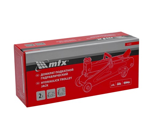 Домкрат гидравлический подкатной, 2 т, 140-340 мм MTX