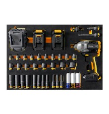 RUNTEC RT-IWIS1E39F Набор с аккумуляторным гайковертом, ударными головками и аксессуарами RUNTEC 1/2", 8-32 мм, CrMo в ложементе EVA, 39 пр.