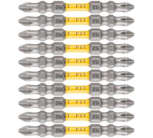 Биты кованые, сталь S2, двусторонние  65 мм PH2/РН2, Профи 10 шт., блистер FIT HQ