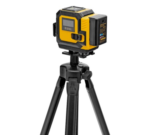 Лазерный уровень мультипризменный DLV-360-3T, 30 м, зеленый луч, Li-Ion 2,4 Aч, штатив  Denzel